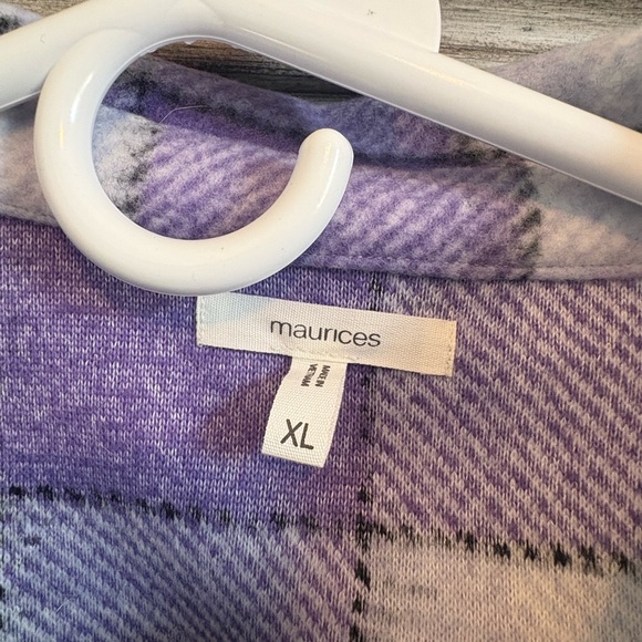 Maurices Purple and White Plaid Utility Jacket - Picture 2 of 2